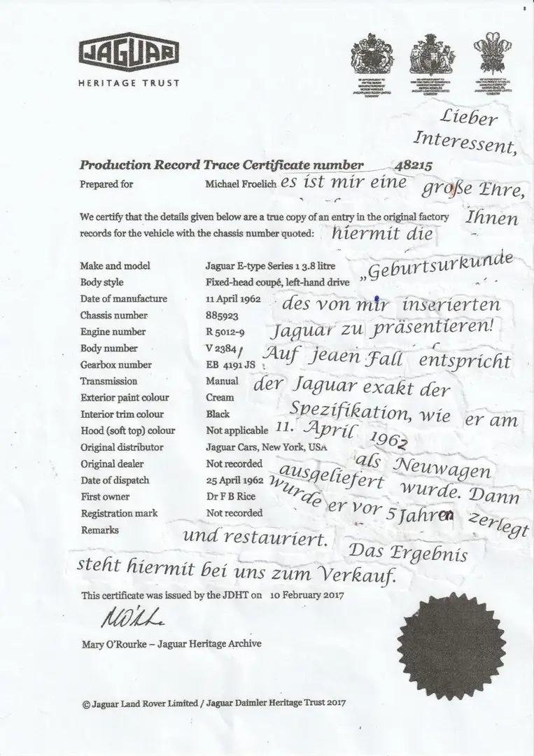 Jaguar E-Type - Serie 1 Coupé 3,8 Liter, der Schönste! Alb - 1