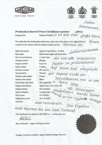 Jaguar E-Type - Serie 1 Coupé 3,8 Liter, der Schönste!