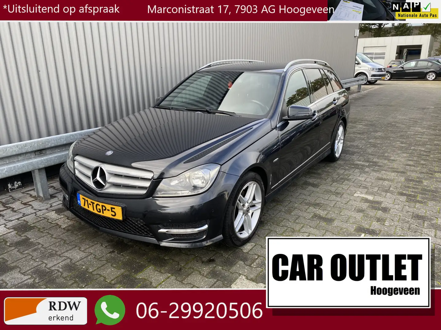 Mercedes-Benz C 180 Estate Business Class Avantgarde AUTOMAAT, Half Le Zwart - 1