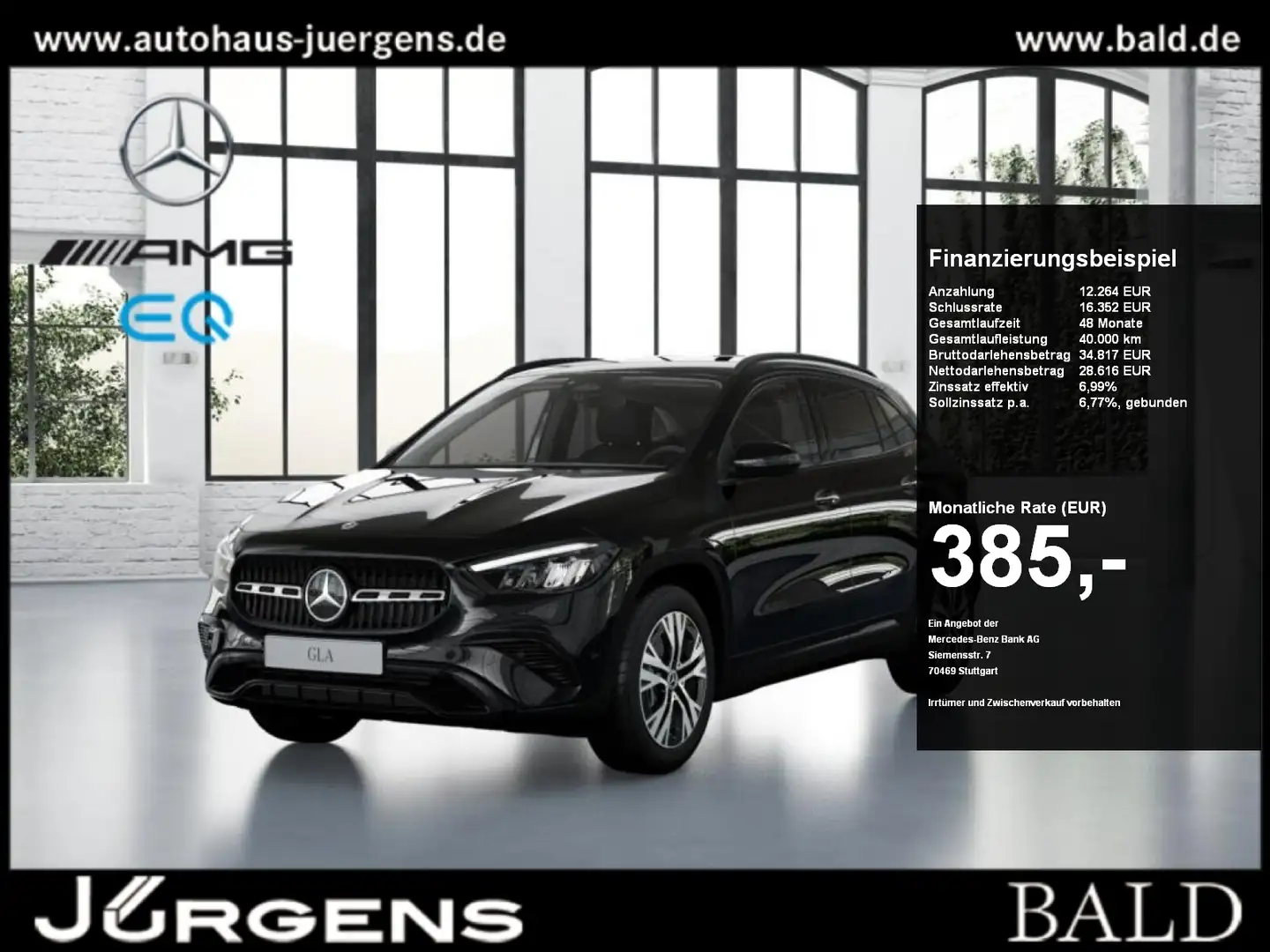 Mercedes-Benz GLA 250 e Progressive/Distr/Night/Memo/Cam/Totw Schwarz - 1