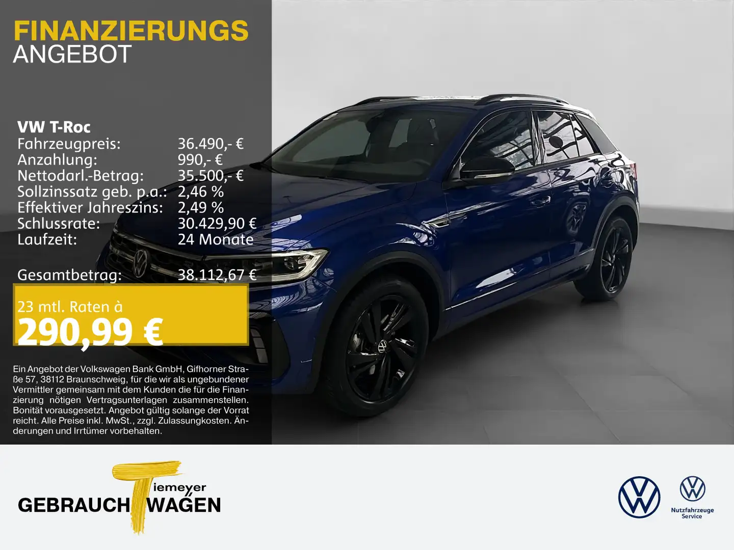 Volkswagen T-Roc 2.0 TDI DSG R-LINE BLACK LM18 PANO AHK NAV Blau - 1