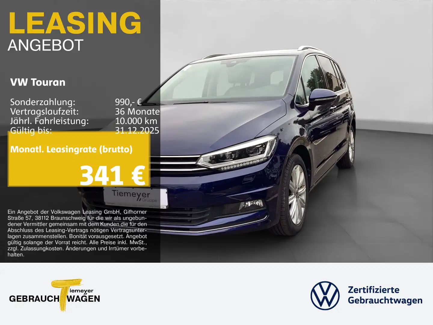 Volkswagen Touran 2.0 TDI DSG HIGHLINE 7-SITZE AHK NAVI KAM Blau - 1
