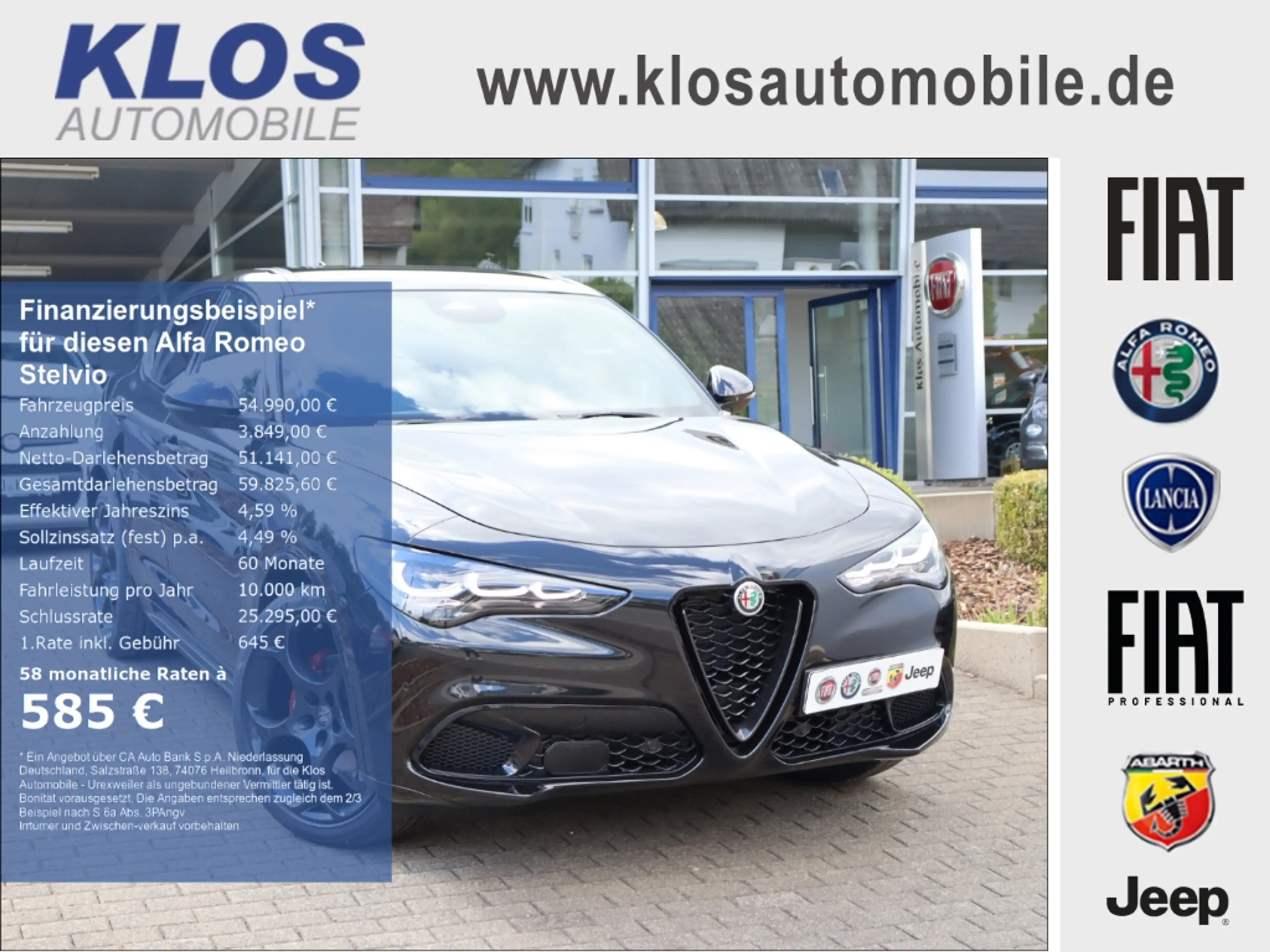 Alfa Romeo Stelvio VELOCE 2.2 DIESEL 16V 210 PS AT8 Q4 SCHIEBEDACH AH
