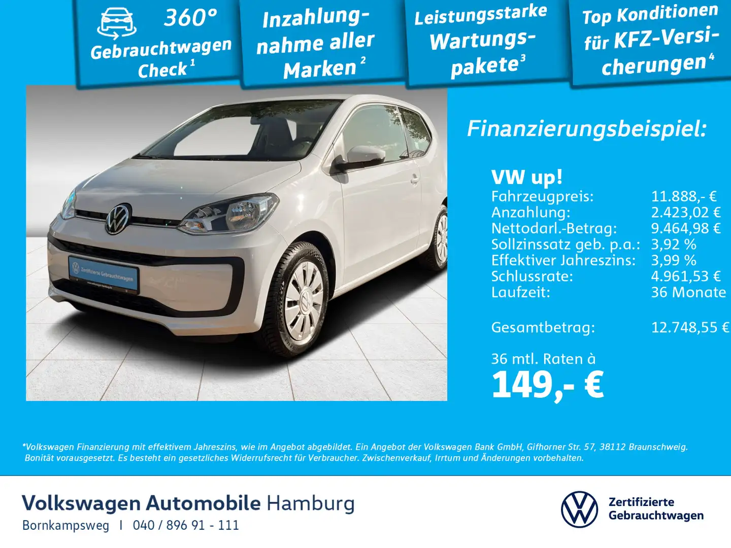Volkswagen up! 1.0 move up! Klima Einparkhilfe Kamera Weiß - 1