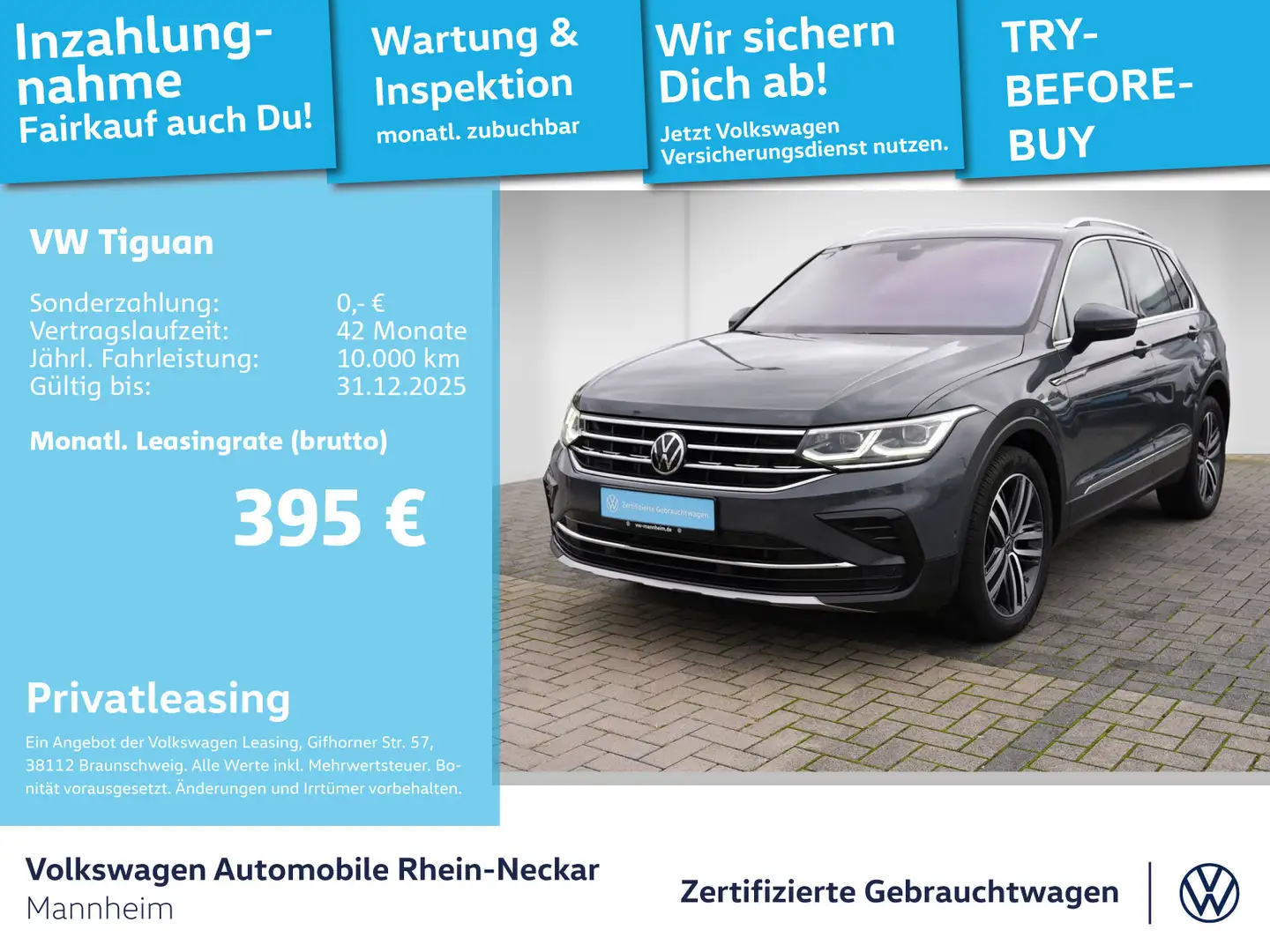 Volkswagen Tiguan 2.0 TDI Elegance DSG Navi AHK Kamera uvm Grau - 1
