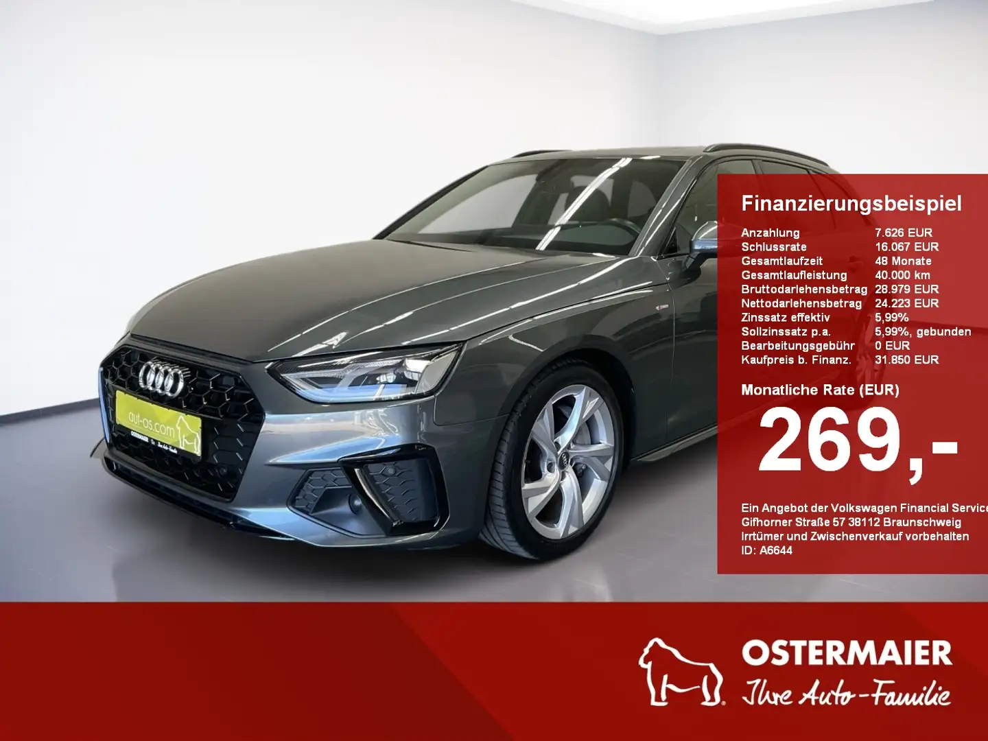 Audi A4 Avant S-LINE 40TDI S-TRONIC LED.PANO.ACC.NAVI.LEDE Gris - 1