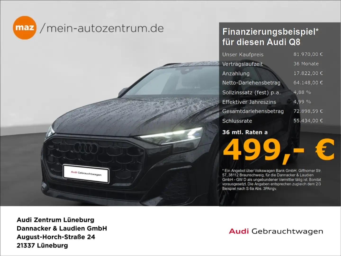 Audi Q8 50 3.0 TDI quattro S-Line Alu Matrix-LED AHK Pano Schwarz - 1