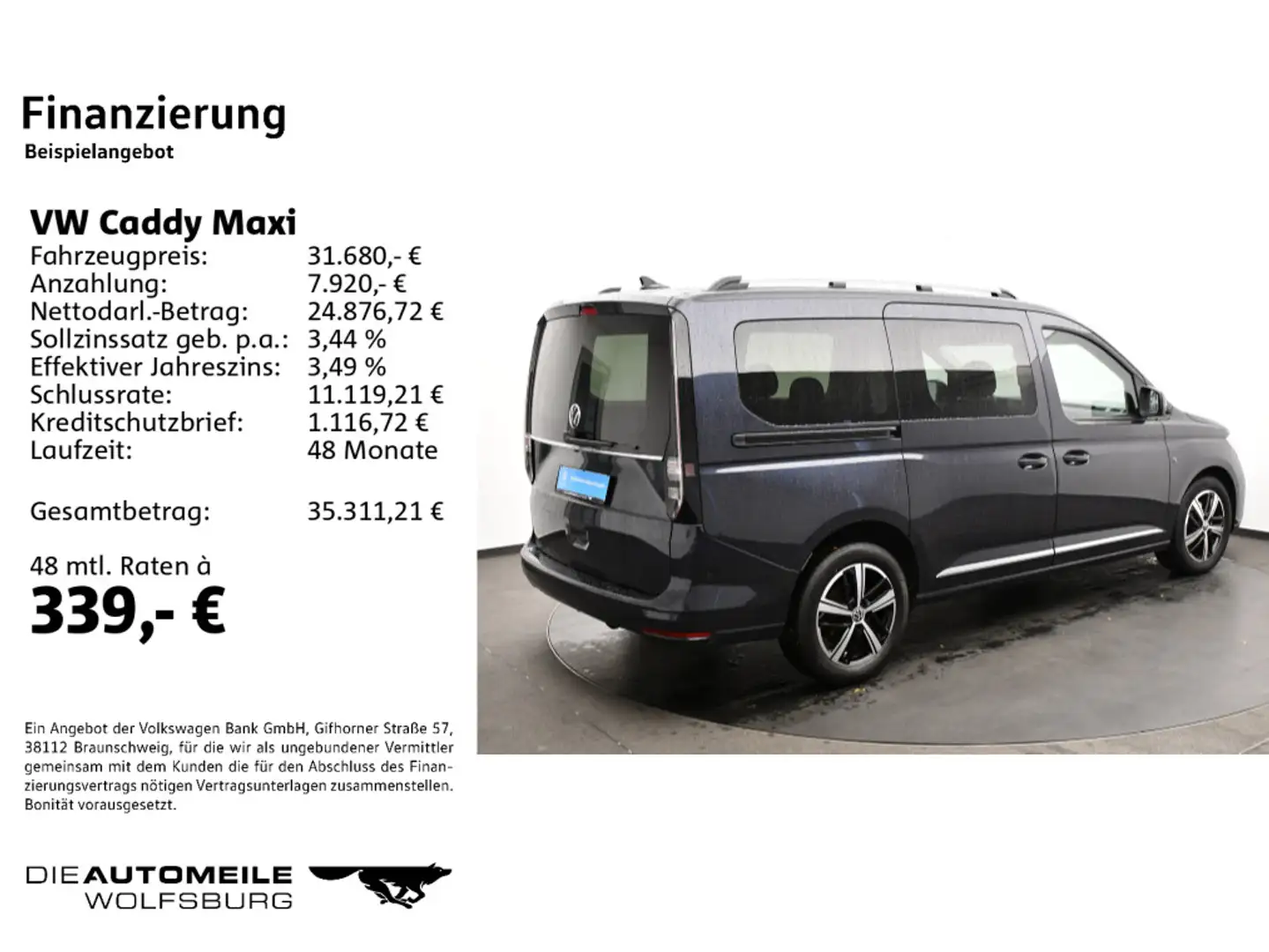 Volkswagen Caddy Kombi 1.5 TSI DSG Style AHK/Standhzg/ Blau - 2