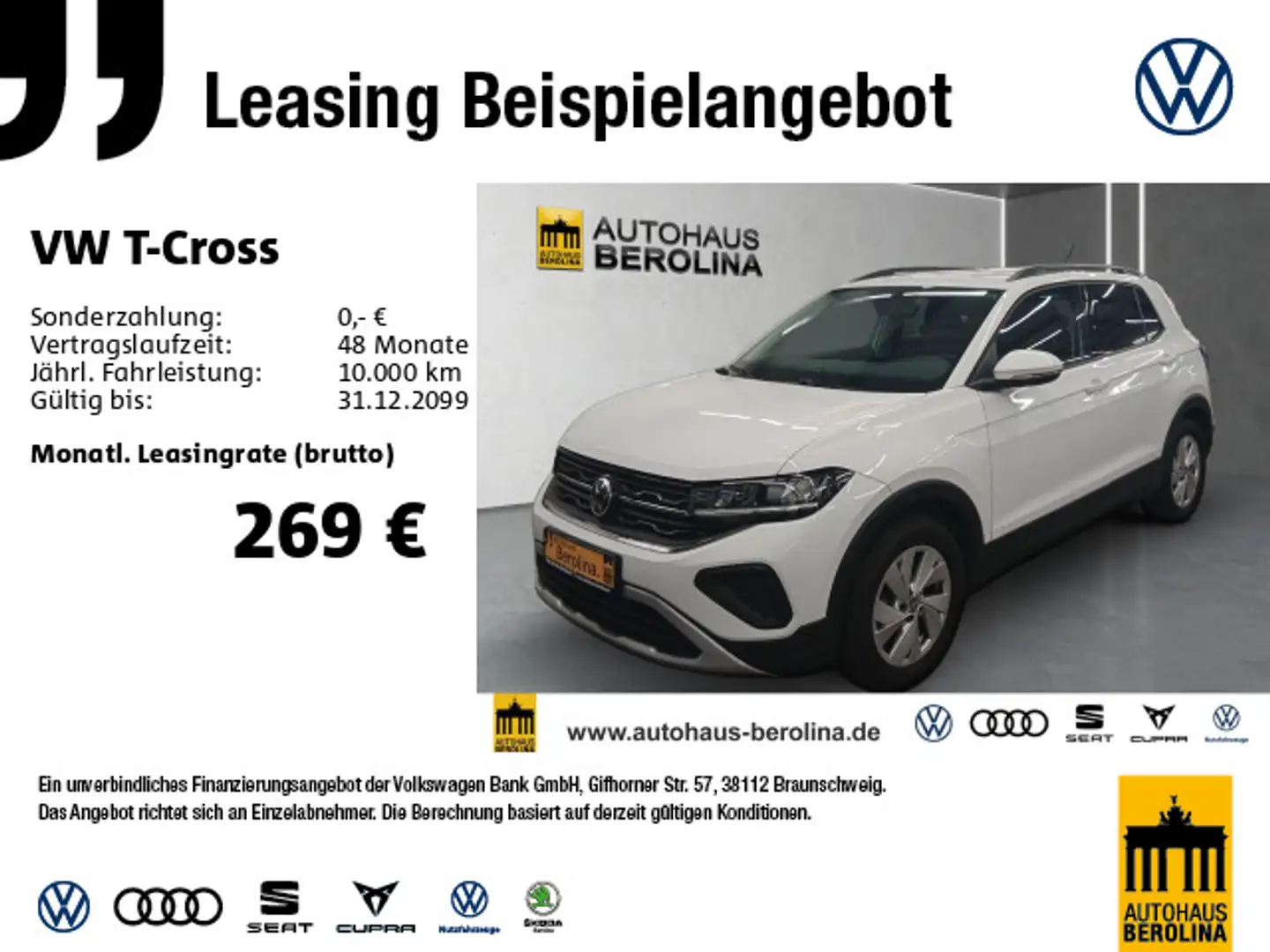 Volkswagen T-Cross 1.0 TSI Life DSG *ACC*R-CAM*App-Connect* Weiß - 1