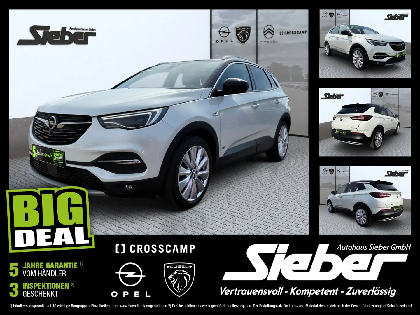 Opel Grandland 1.6 Turbo 4x4 Sitzhzg. Kamera Navi Weiß - 1