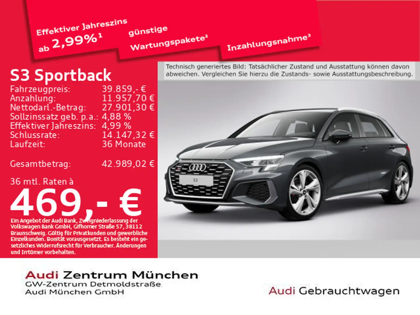 Audi S3 TFSI S tronic ACC/Navi+/Kamera Grau - 1