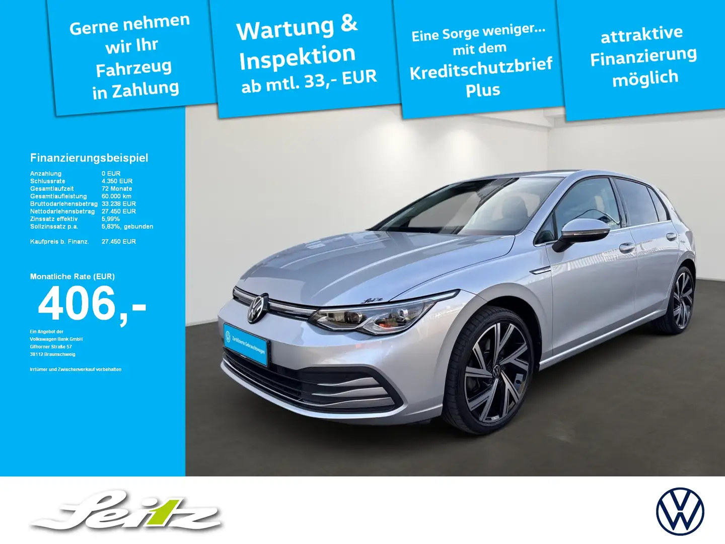 Volkswagen Golf VIII 2.0 TSI 4-Motion DSG Style *MATRIX*KAMERA*SIT Zilver - 1