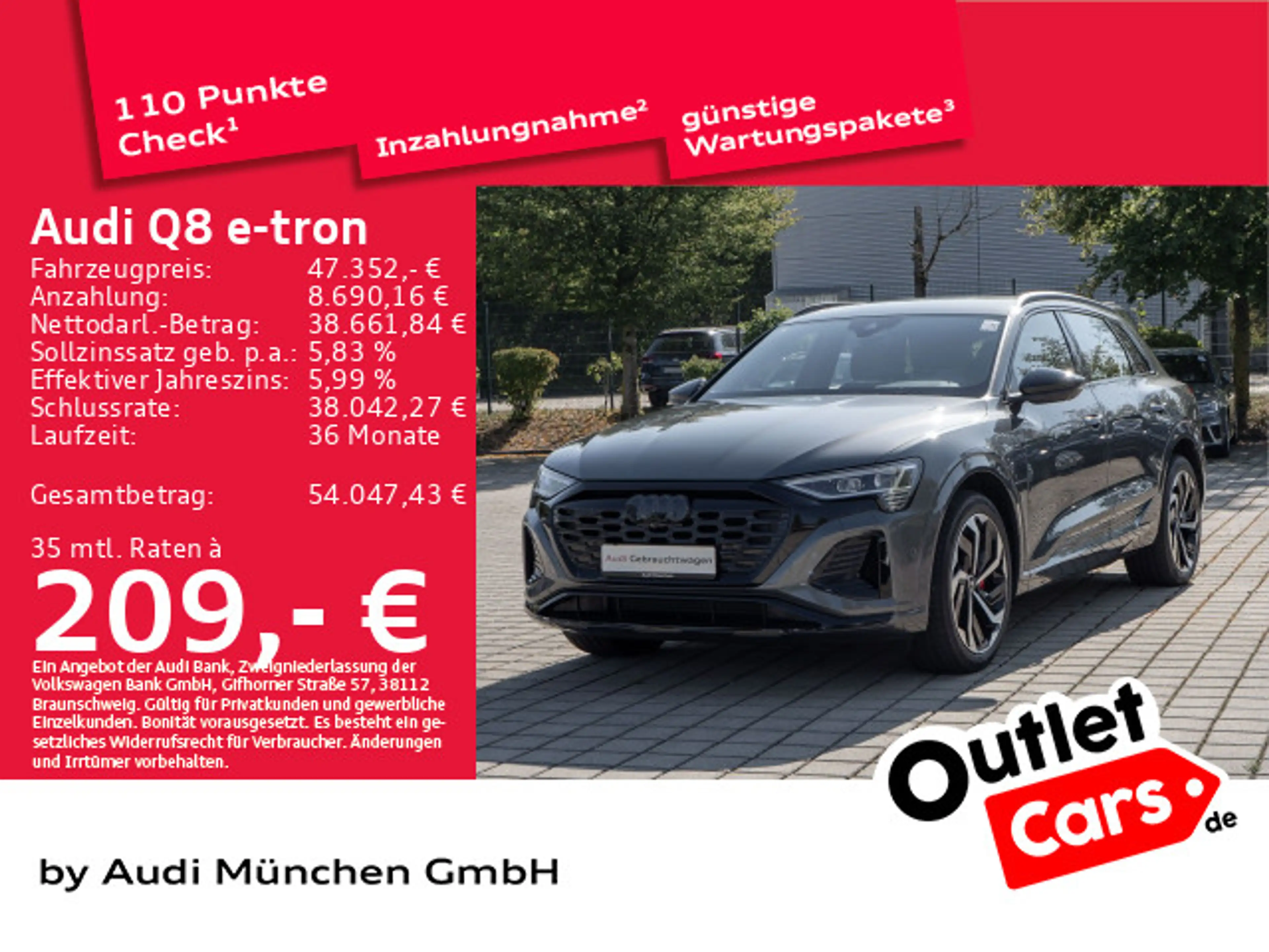 Audi Q8 e-tron 55 qu. 2x S line 21"Zoll/B&O/Kameras