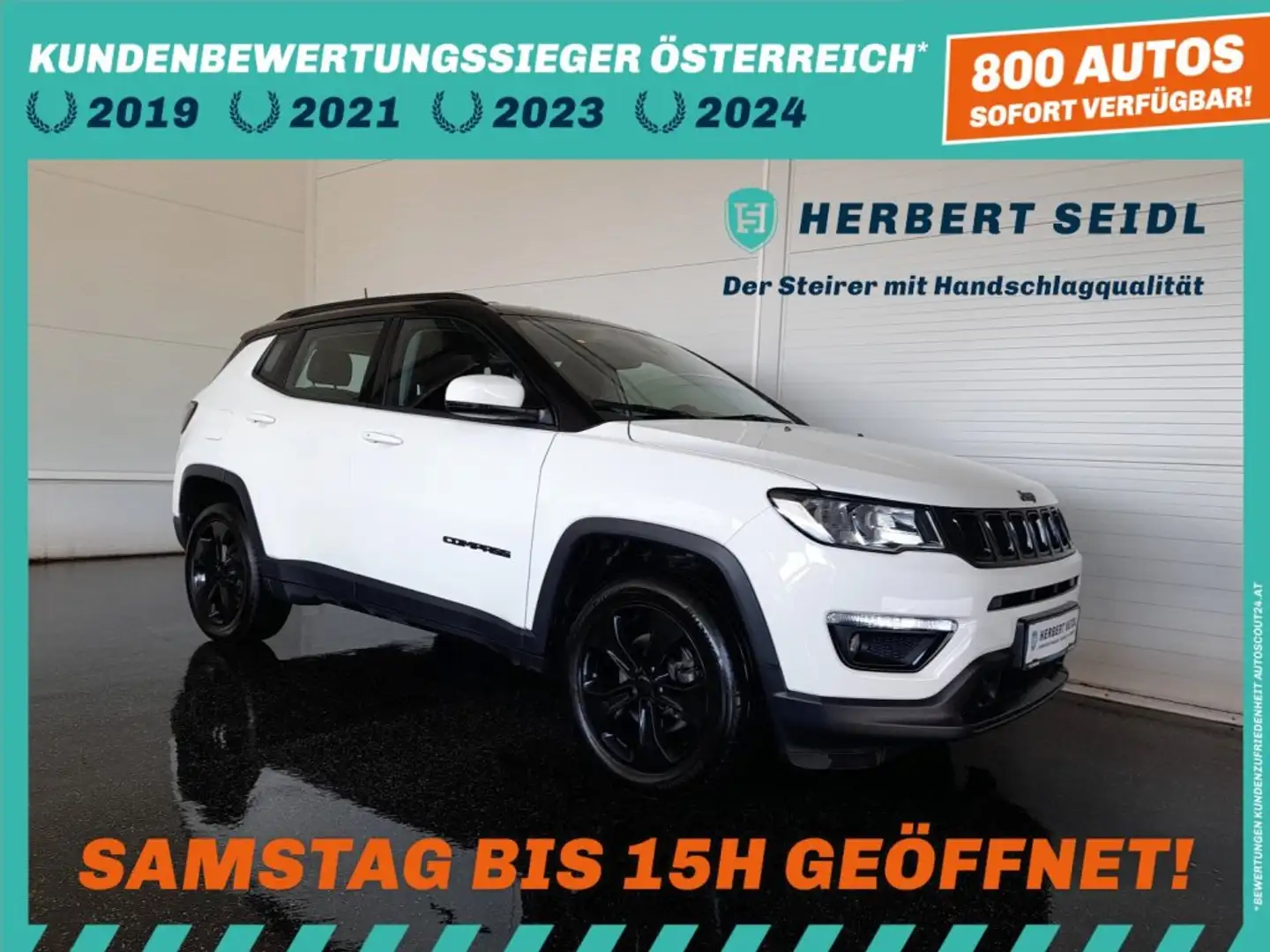 Jeep Compass NIGHT EAGLE Aut. *TEILLEDER / NAVI / TEMPOMAT / KAMERA / SPORTSITZE / 2-ZONEN-KLIMA* Weiß - 1