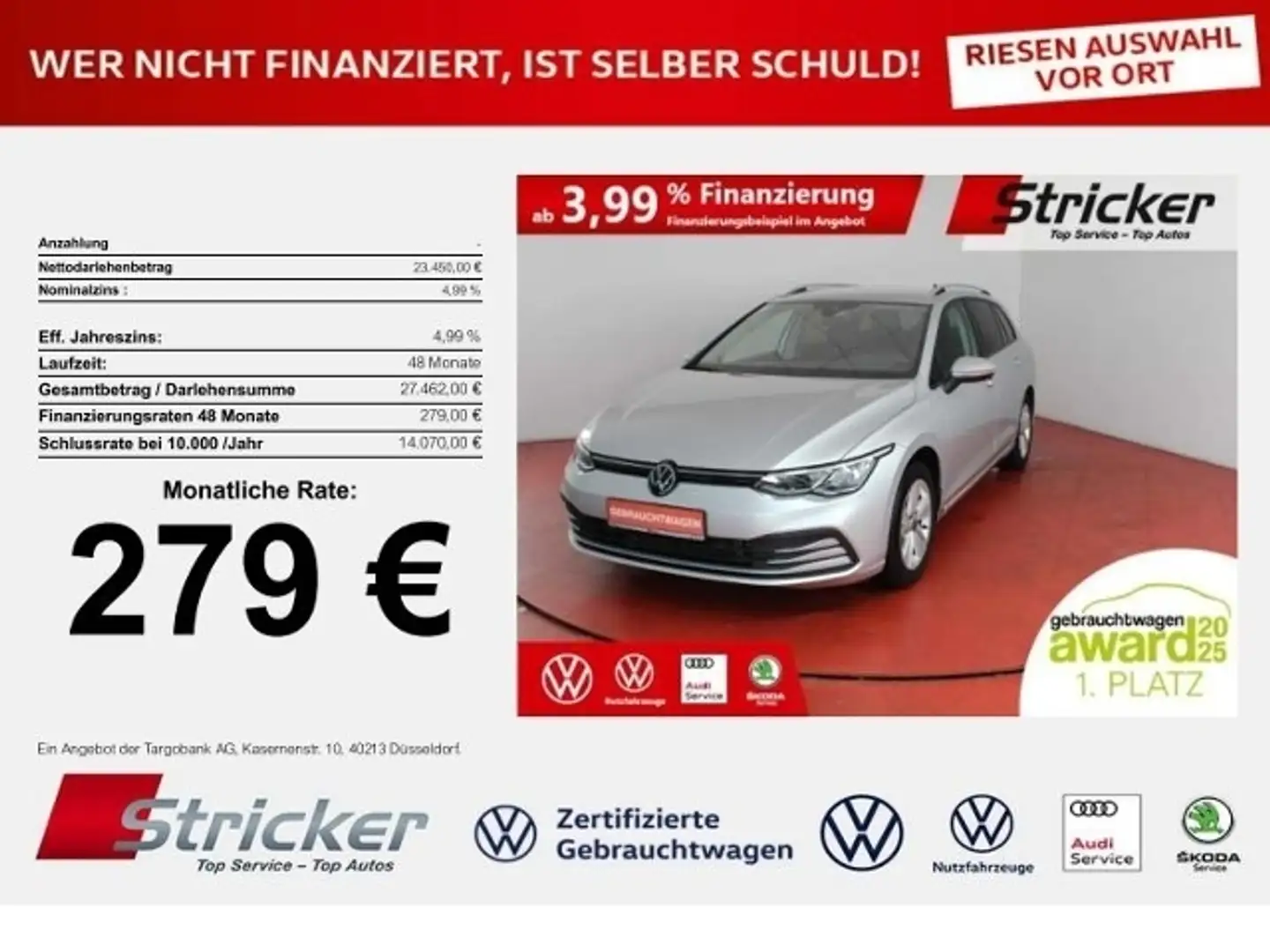 Volkswagen Golf Variant Variant Life 2.0TDI DSG 279,-ohne Anzahlung Navi Silber - 1