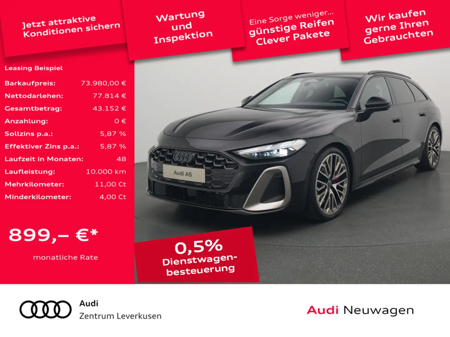 Audi A5 Avant e-hybrid MATRIX B&O PANO TECPRO NAVI Schwarz - 1
