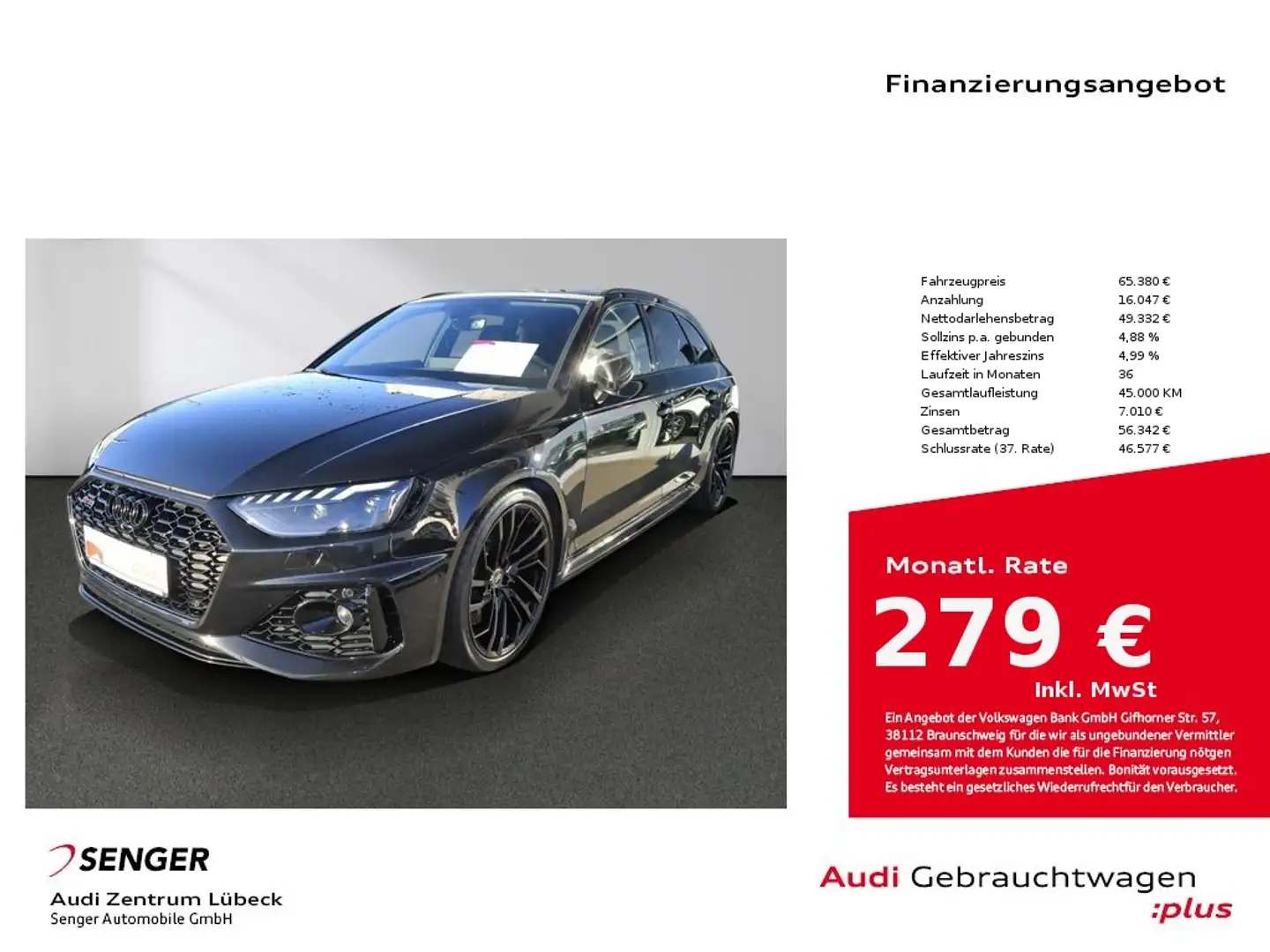 Audi RS4 Avant Navi Panorama Matrix 280km/h DRC B&O Noir - 1