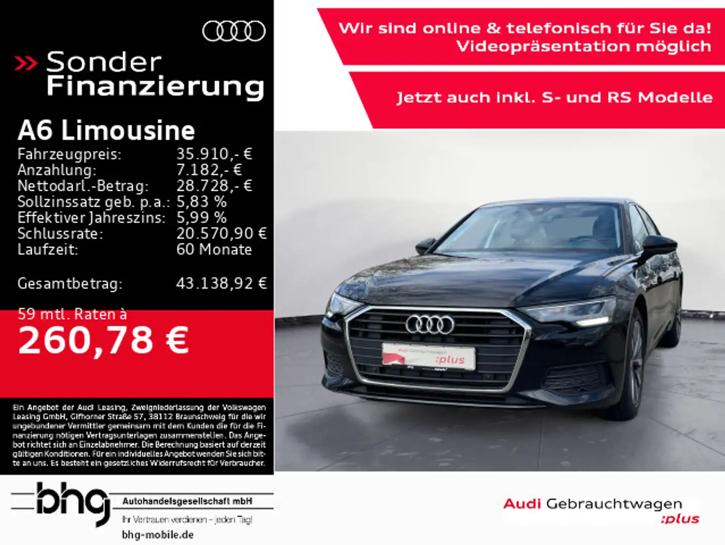 Audi A6 45 TFSI LED/Navi/Interface/Assist/u Noir - 1