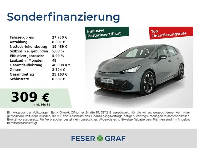 CUPRA Born BelowZeroPack SHZ PDC V-Cockpit Klimaauto