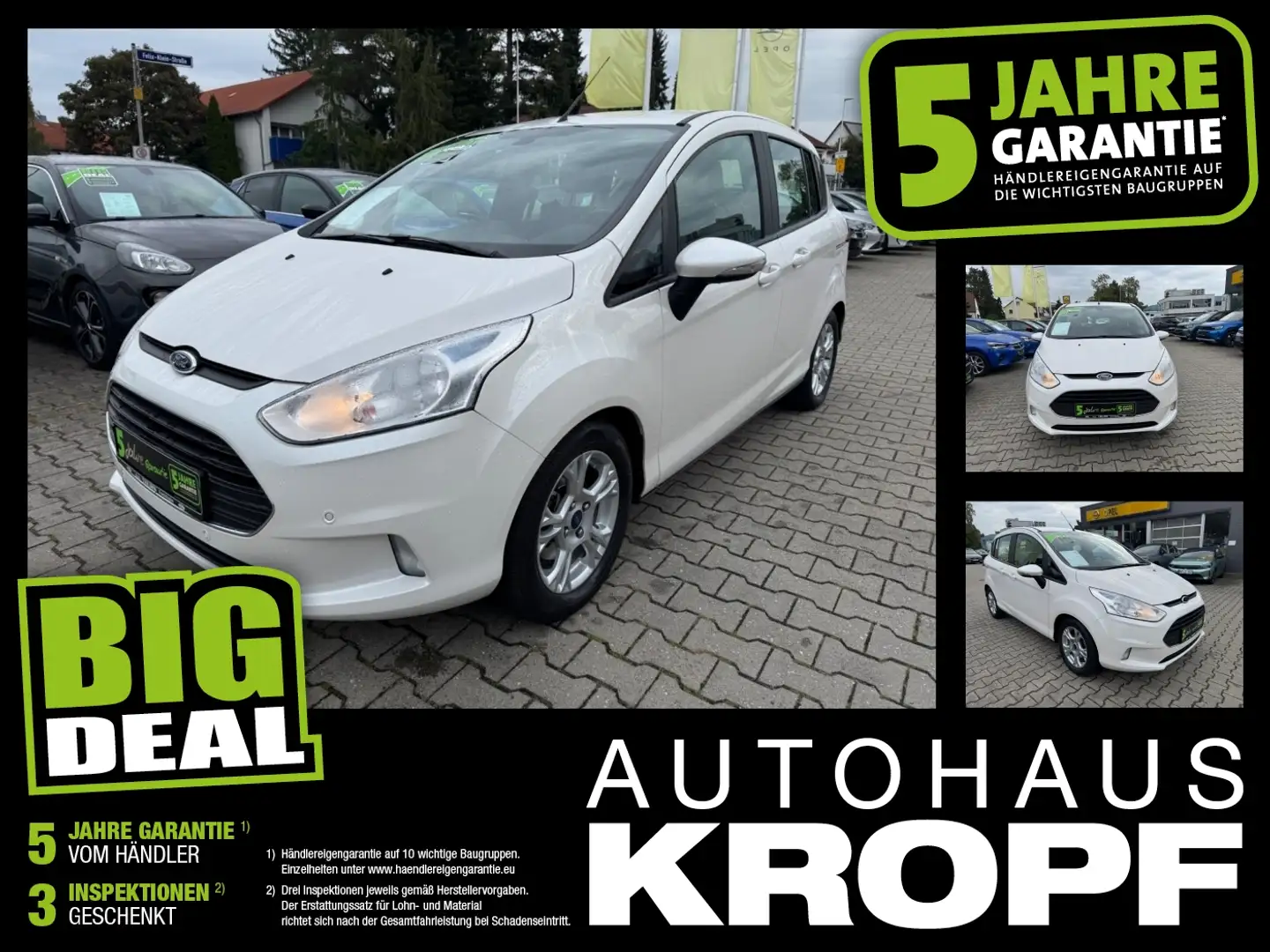 Ford B-Max 1.0 EcoBoost 8-fach+SHZ+Winterp.+LM+PDC Weiß - 1