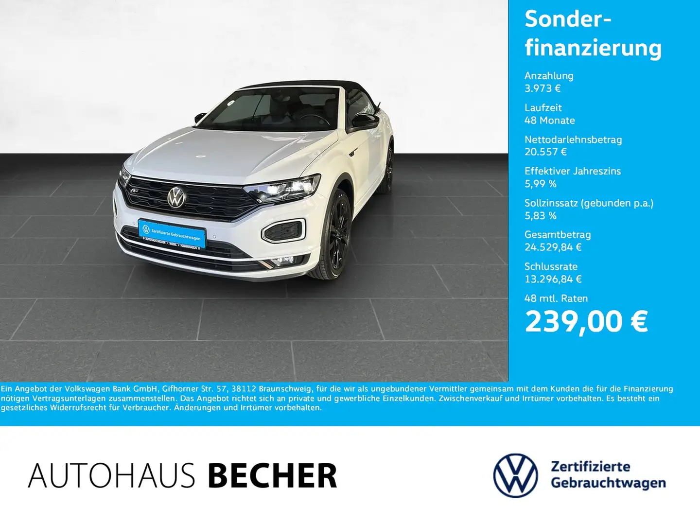 Volkswagen T-Roc Cabrio R Line 1.5 TSI DSG /Navi/LED/Sitzhz Weiß - 1