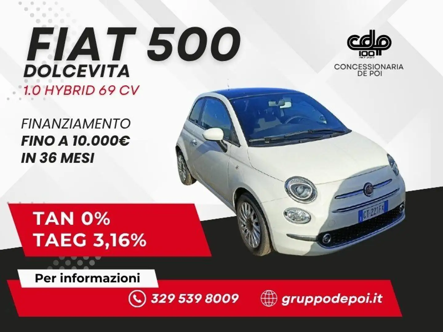 Fiat 500 500 1.0 Hybrid Dolcevita Bianco - 1
