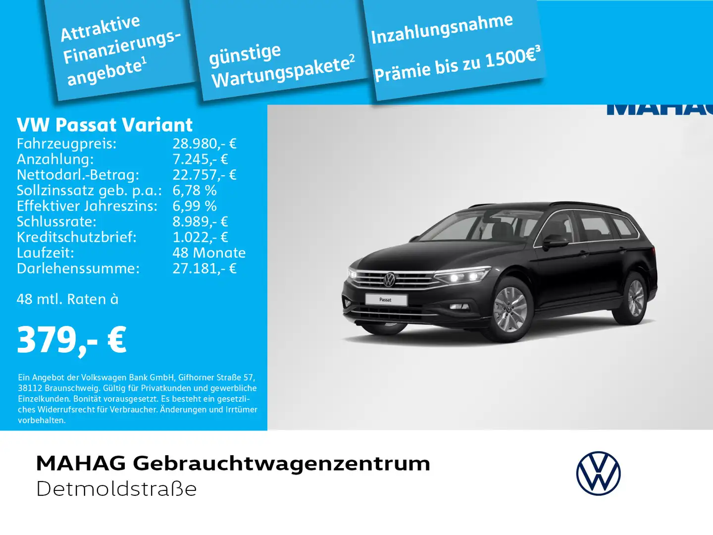 Volkswagen Passat Variant 2.0 TDI Business AHK Leder Navi L Schwarz - 1