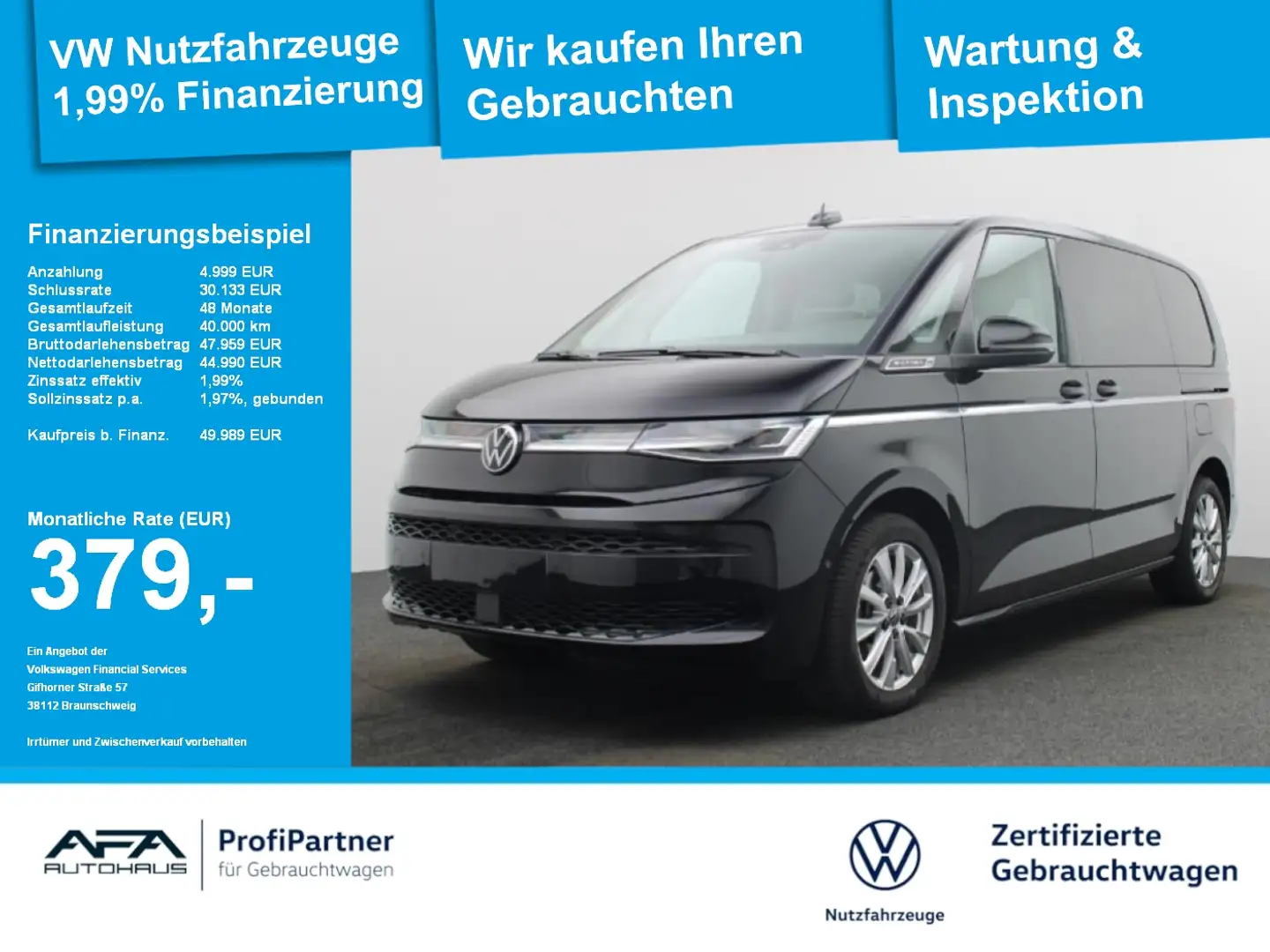 Volkswagen T7 Multivan 2,0 TDI Style DSG AHK*Vis-a-Vis*Navi Schwarz - 1