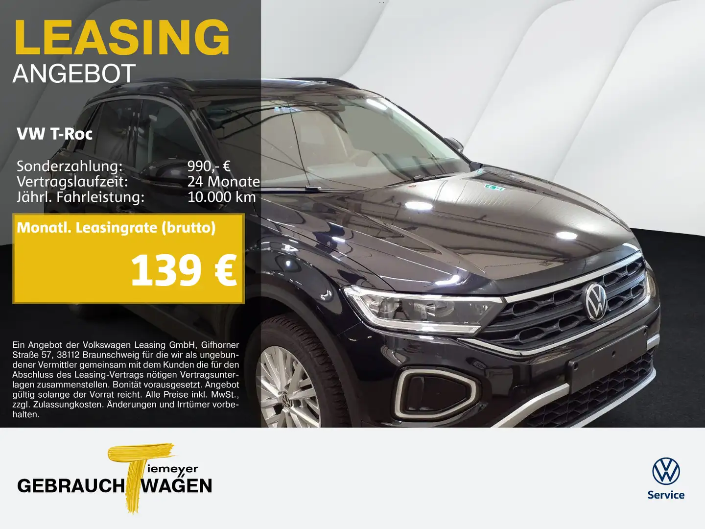 Volkswagen T-Roc 1.0 TSI LIFE LED+ NAVI LM16 Schwarz - 1