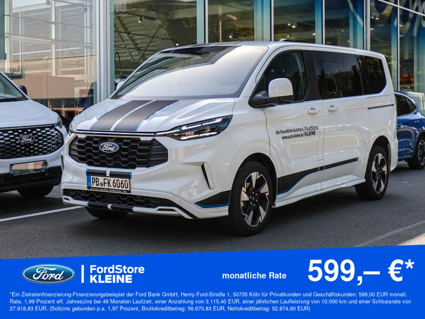 Ford Tourneo Custom Sport 320 L1 2.0 EcoBlue +GJR Blanc - 1