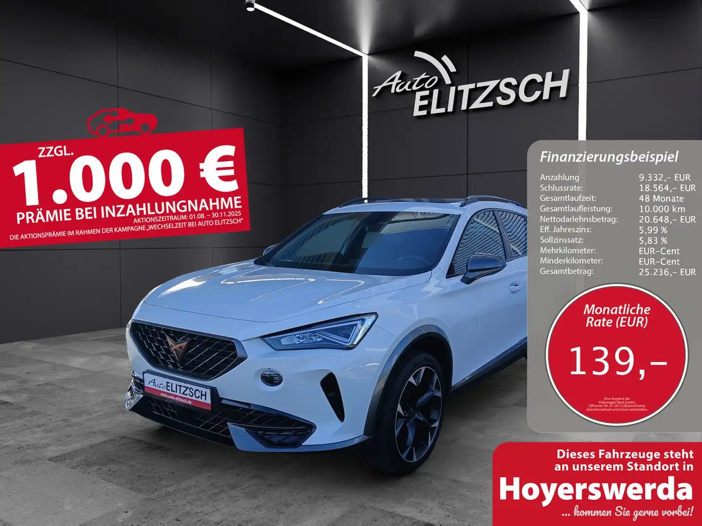 CUPRA Formentor TSI DSG 4Drive LED Pano ACC RFK SH 19" Weiß - 1