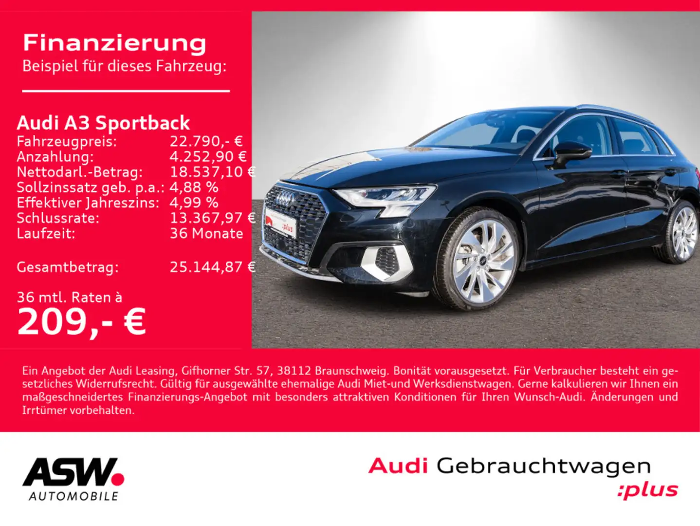 Audi A3 advanced 30TDI NAVI LED ACC SHZ VC Schwarz - 1