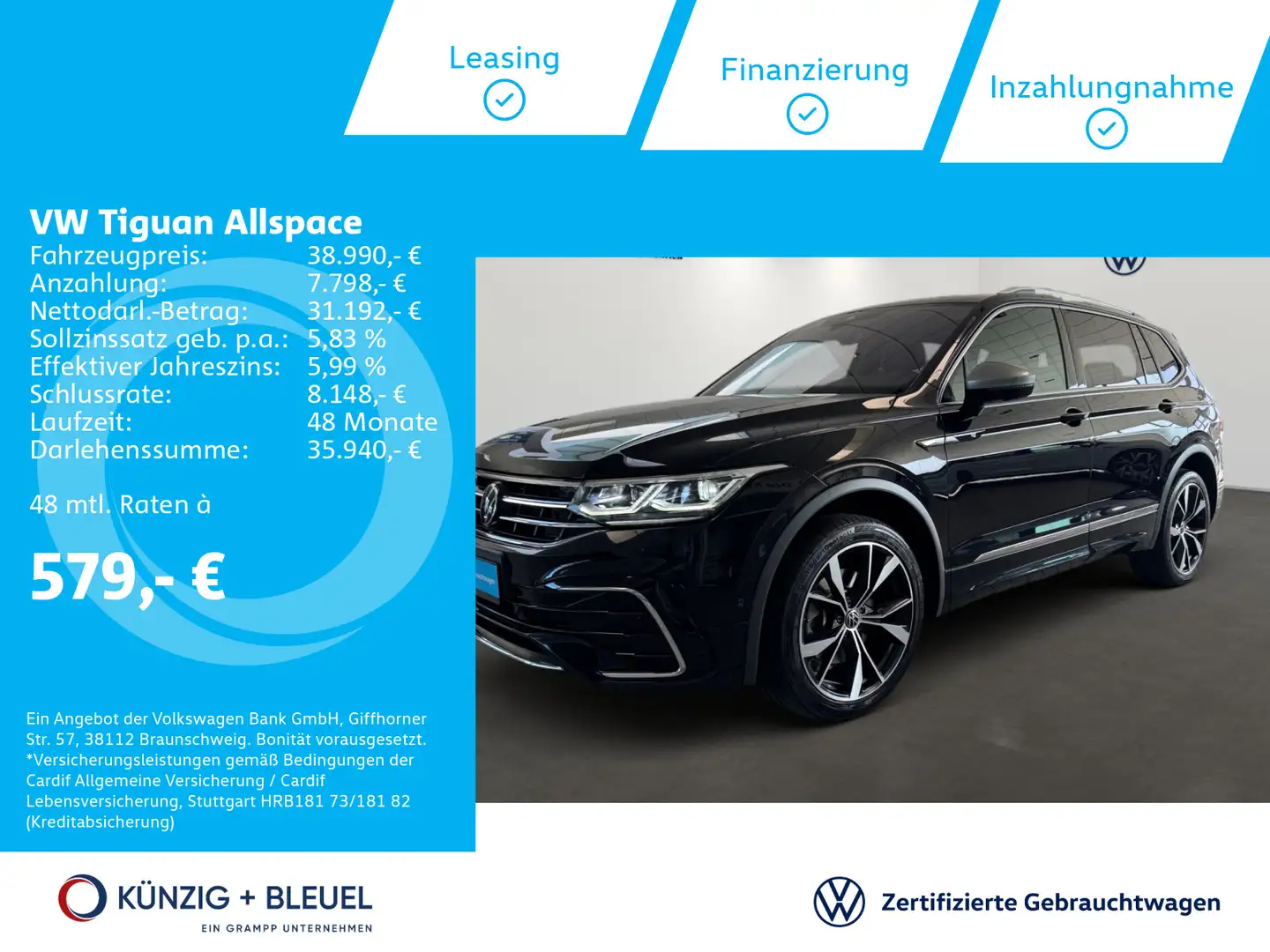 Volkswagen Tiguan Allspace R-Line 2,0 TSI DSG 4 M*Nav*StHz* Zwart - 1