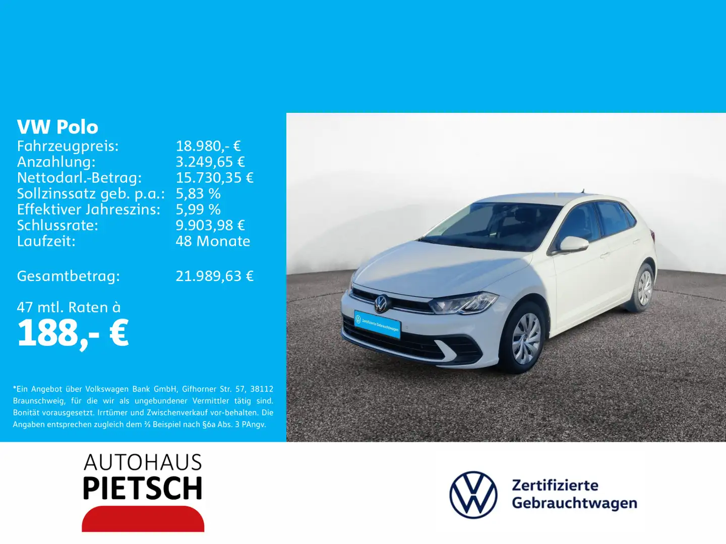 Volkswagen Polo 1.0 TSI LIFE DSG Weiß - 1