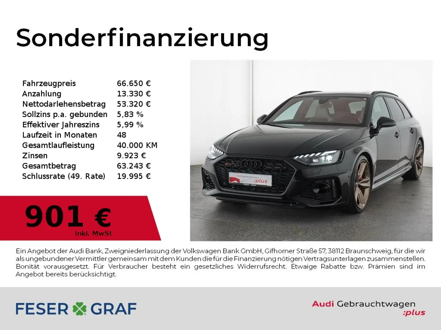 Audi RS4 2.9 TFSI quattro S tronic Matrix / B&O / PANO / AC Schwarz - 1
