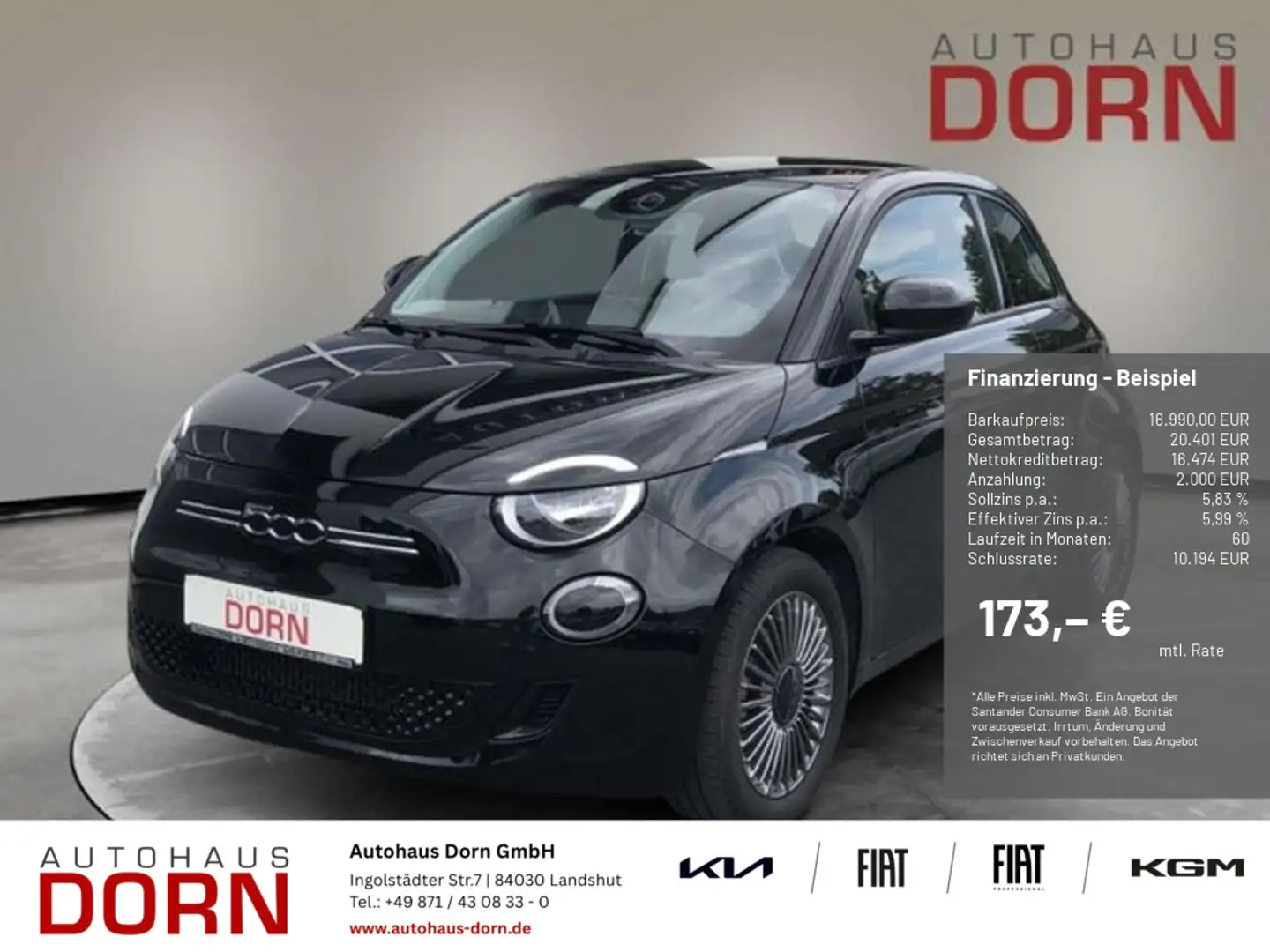 Fiat 500e Icon 43kw Schwarz - 1