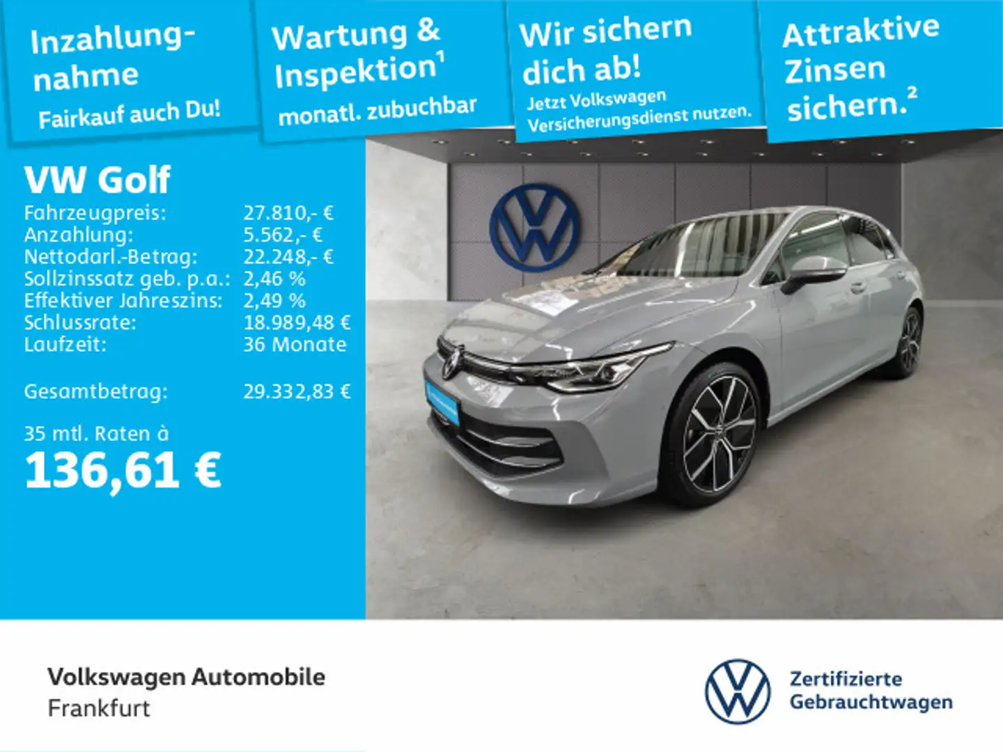 Volkswagen Golf VIII 1.5 TSI Style Navi LEDPlus DAB+ FrontA Grau - 1