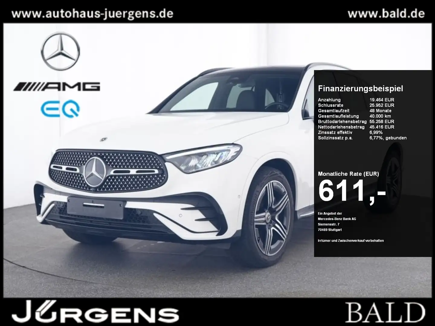 Mercedes-Benz GLC 300 d 4M AMG-Sport/Pano/AHK/Night/Distr/20' Weiß - 1