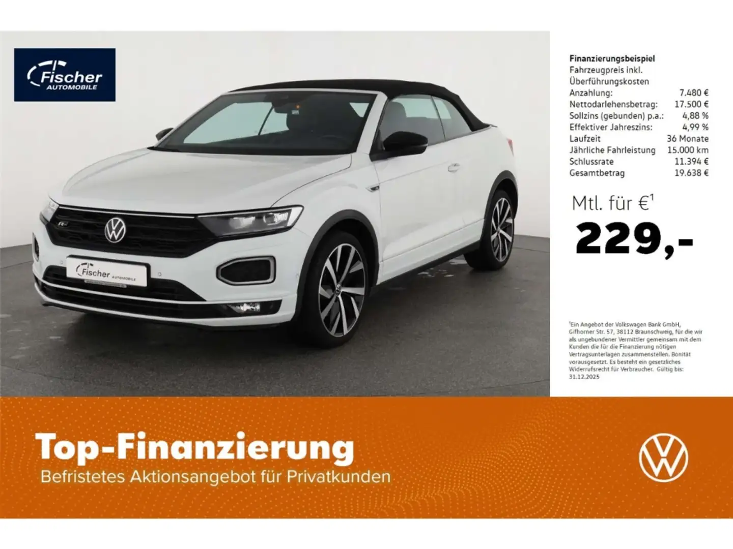 Volkswagen T-Roc Cabriolet 1.5 TSI R-Line Black Style Weiß - 1