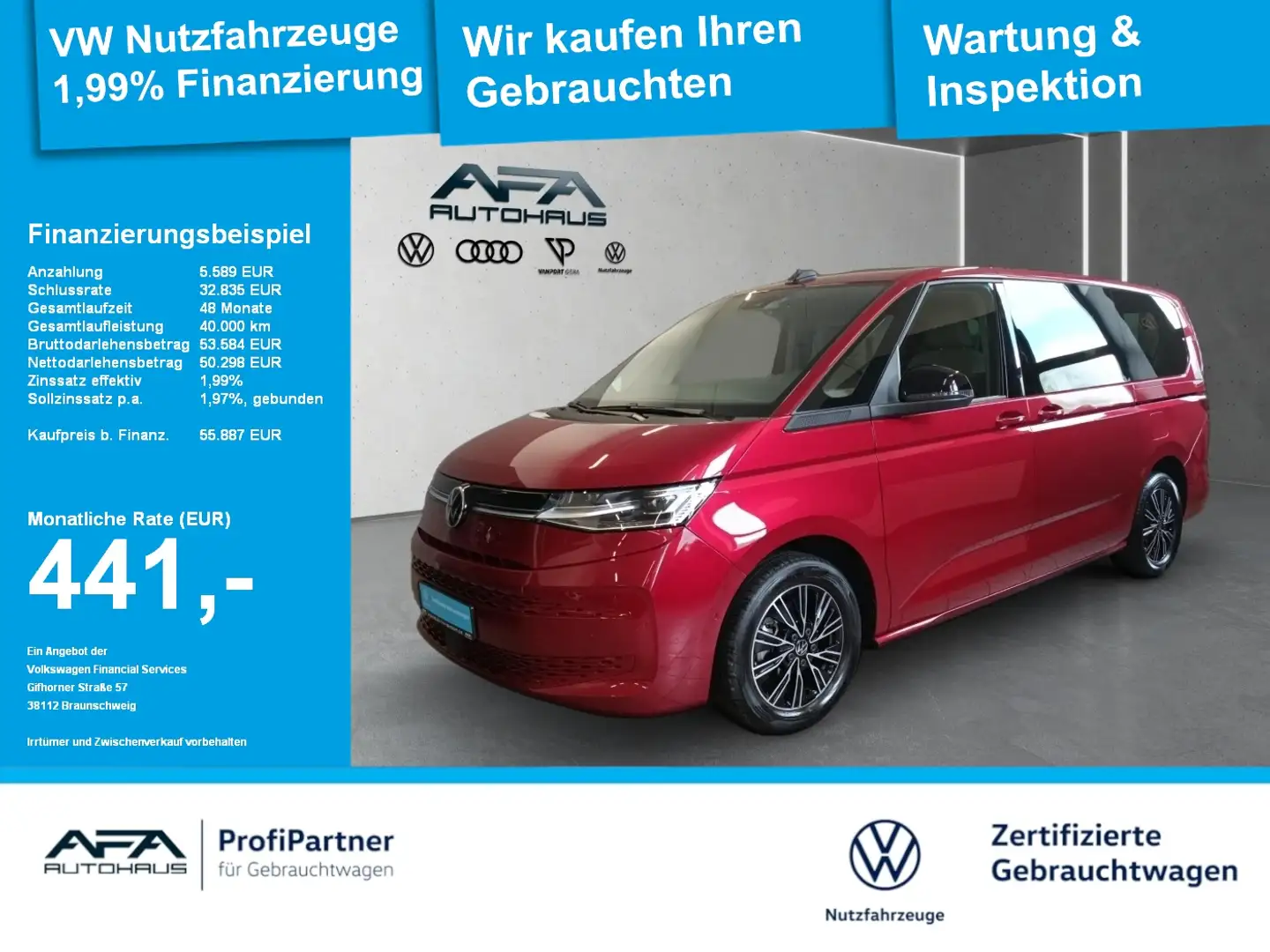 Volkswagen T7 Multivan 2,0 TDI LIFE DSG LED*Navi*AHK*Sthz Rood - 1