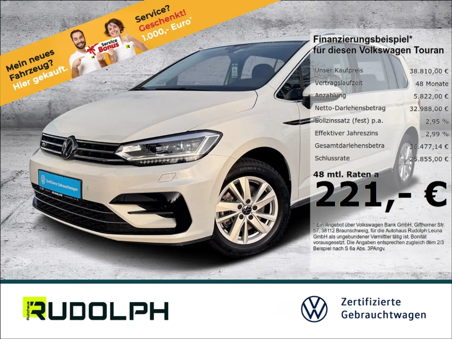 Volkswagen Touran Comfortline 2.0 TDI DSG LED Navi BT StandHZG SHZ Weiß - 1