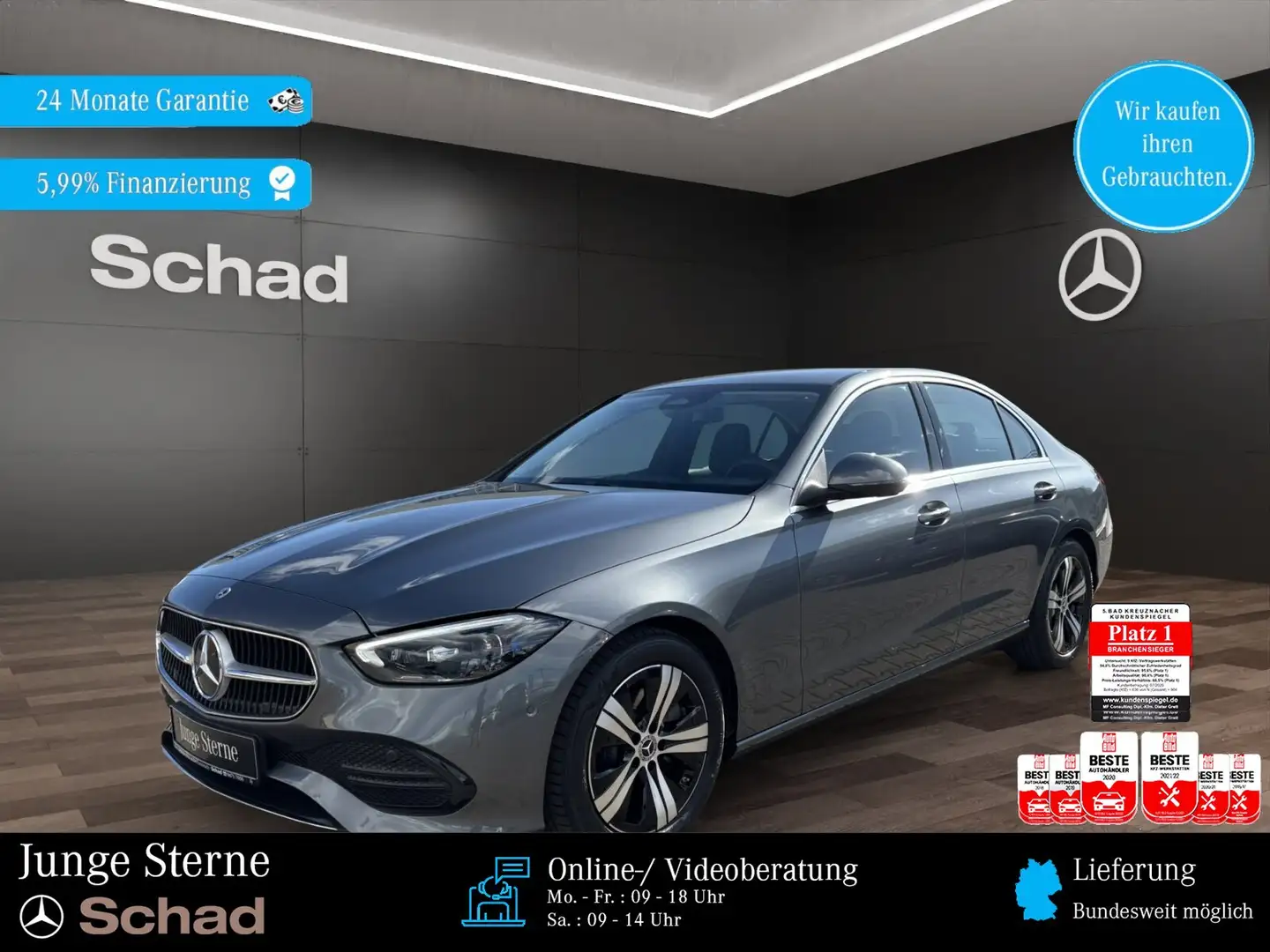 Mercedes-Benz C 200 C 200 AVANTG+MBUX+DIGI LED+360°+CARPLAY+SHZ+AMBI Grigio - 1