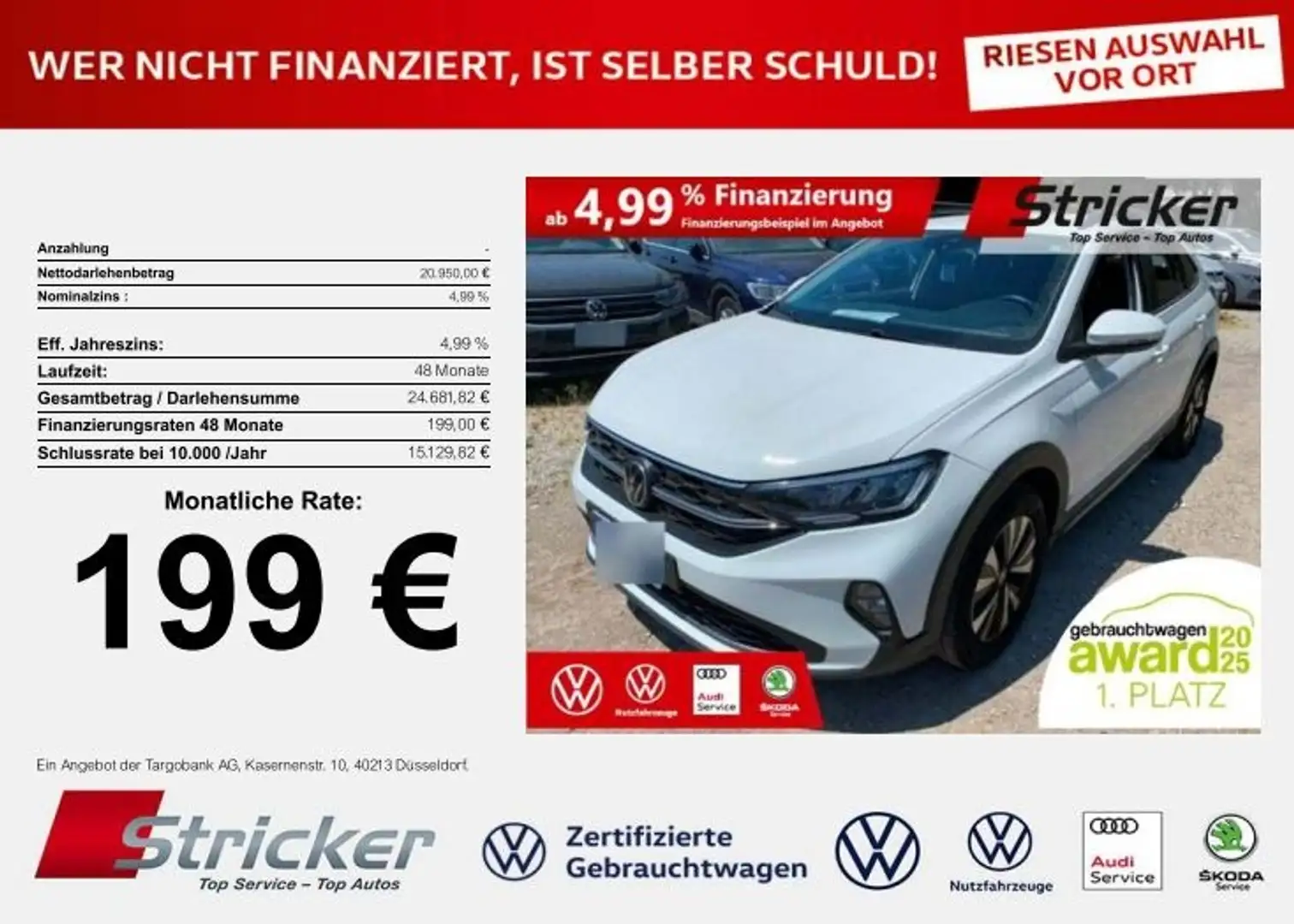 Volkswagen Taigo Life 1.0TSI DSG 199,-ohne Anzahlung App-Connect Weiß - 2