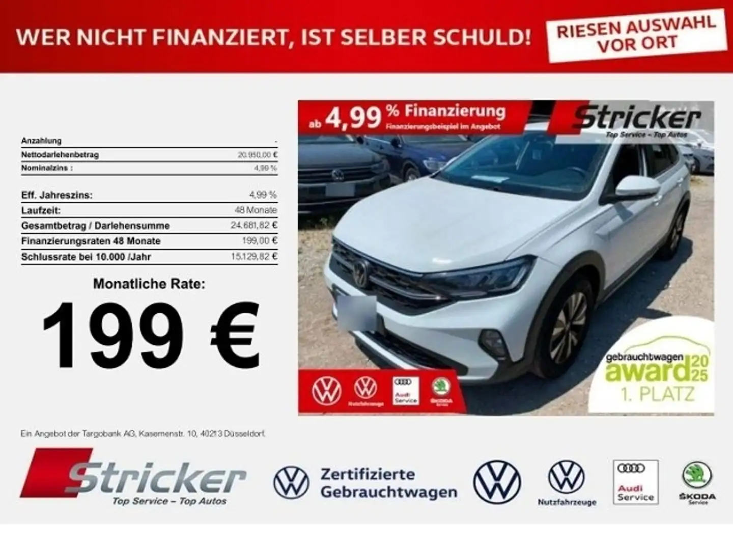 Volkswagen Taigo Life 1.0TSI DSG 199,-ohne Anzahlung App-Connect Weiß - 1