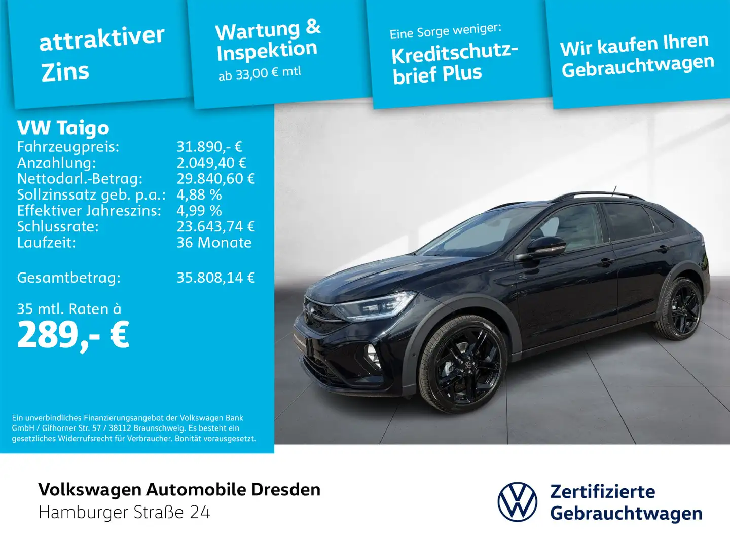 Volkswagen Taigo R-Line 1,0 TSI DSG IQ.DRIVE NAVI REAR-VIEW Schwarz - 1