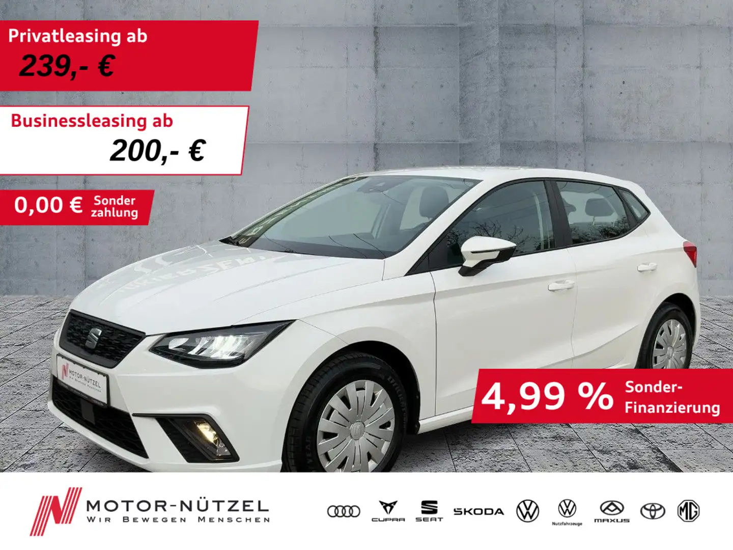SEAT Ibiza 1.0 REFERENCE LED+SHZ+PDC+DAB+MFL+NSW+BT Weiß - 1