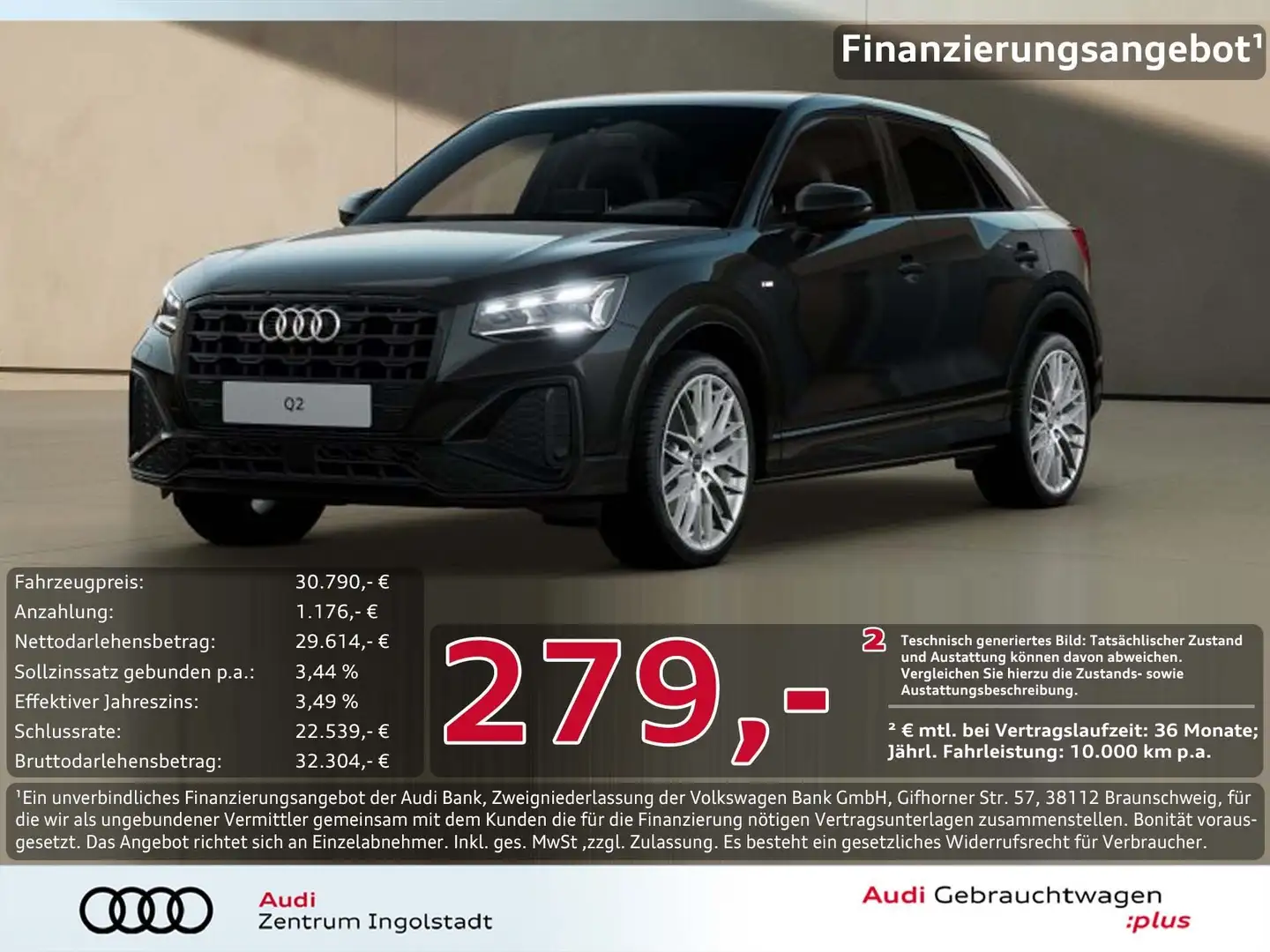 Audi Q2 30 TFSI 2x S line MATRIX AHK NAVI virtual+ Schwarz - 1