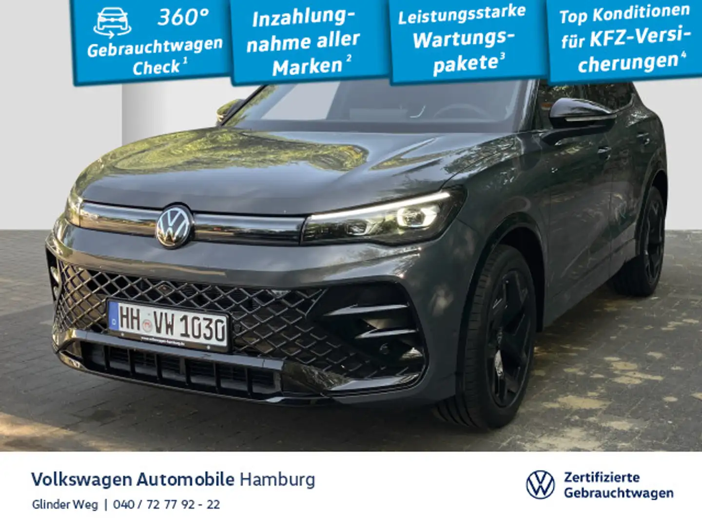 Volkswagen Tiguan 2.0 TDI DSG R-Line AHK Panoramadach Parkl Grau - 1