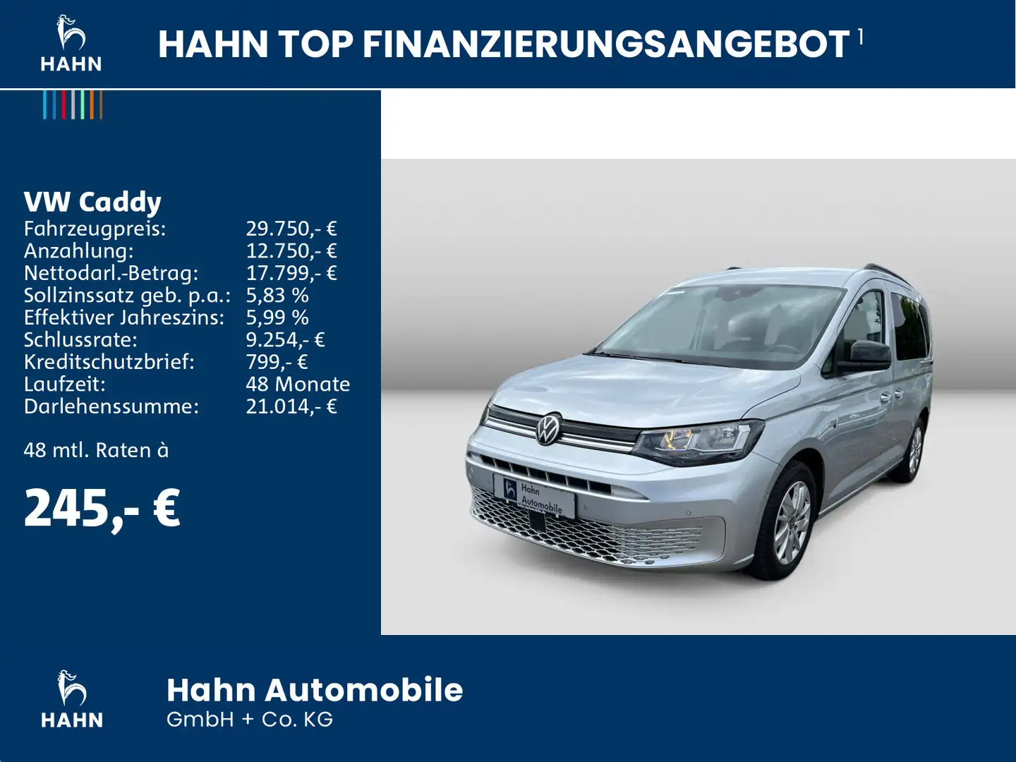 Volkswagen Caddy 1.5TSI DSG Life Navi Standh ACC Sitzh CAM Silber - 2