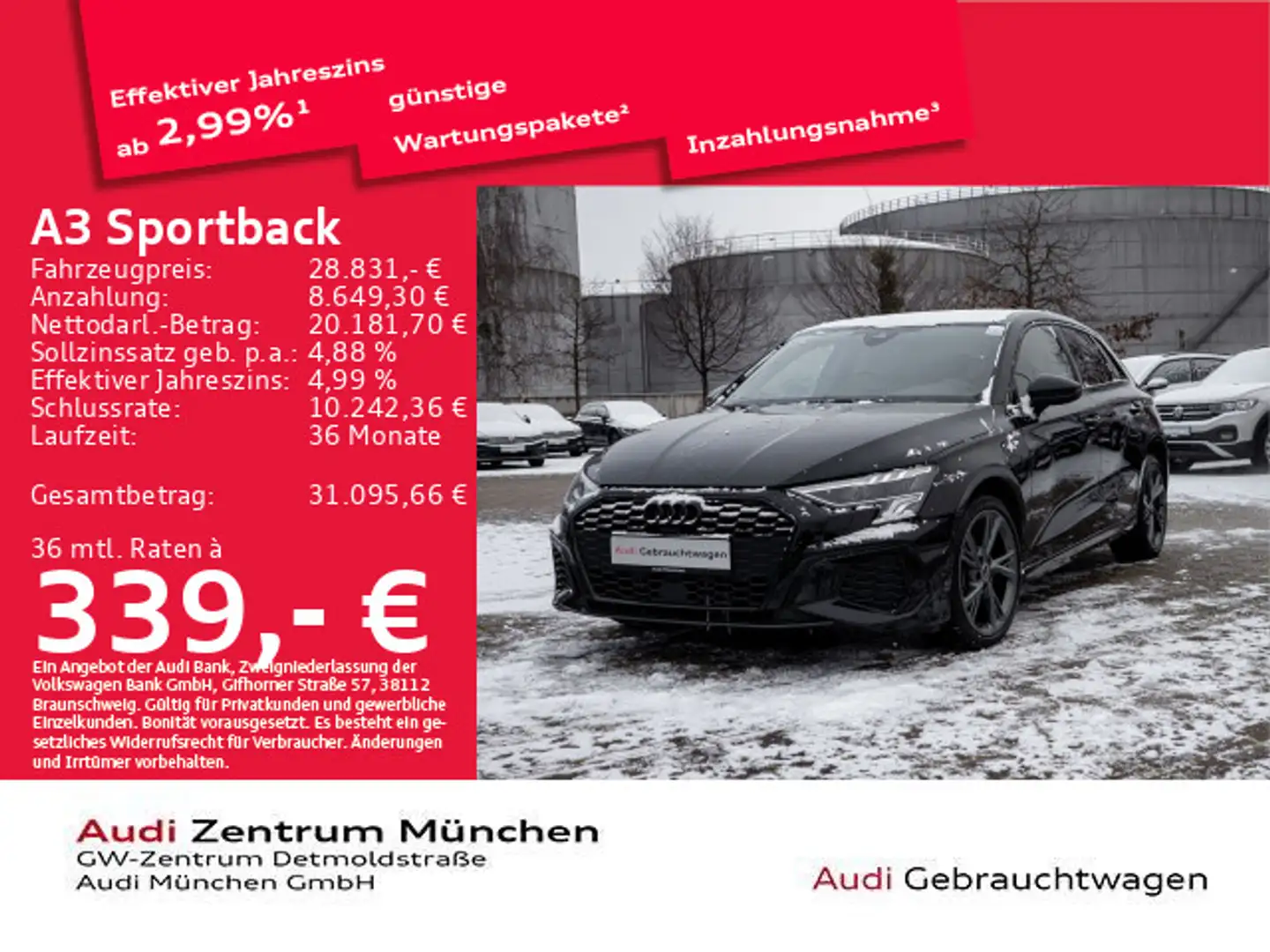 Audi A3 40 TFSI e S tronic 2x S line B&O/Na Schwarz - 1